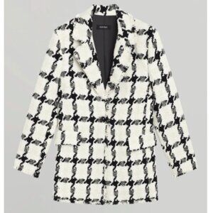 Ellen Tracy CHECKERED BOUCLE TWEED BLAZER XS